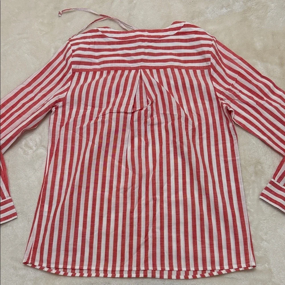 Style & Co. Red and White Striped Blouse Medium M - Picture 3 of 6